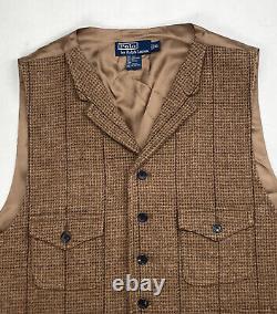 Vintage Polo Ralph Lauren Tweed Vest XL Slim L RRL Style Rugby Brown Wool Belt