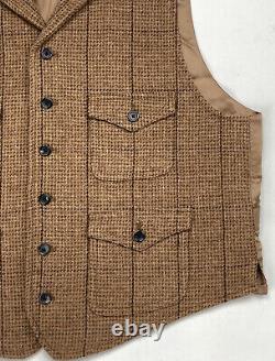 Vintage Polo Ralph Lauren Tweed Vest XL Slim L RRL Style Rugby Brown Wool Belt