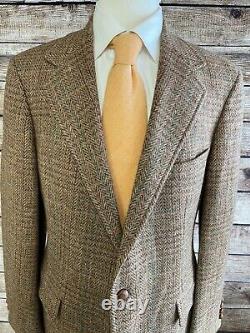 Vintage Polo Ralph Lauren Tweed Wool Blazer Jacket Sz 40 42 Leather Btns USA