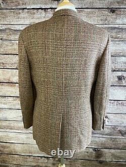 Vintage Polo Ralph Lauren Tweed Wool Blazer Jacket Sz 40 42 Leather Btns USA