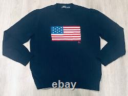 Vintage Polo Ralph Lauren USA American Flag Knit Sweater Sz XXL RL Made In USA
