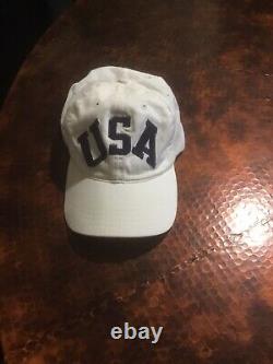 Vintage Polo Ralph Lauren USA Flag Hat Fitted Large Cap Sport 90's