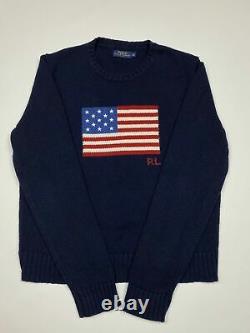 Vintage Polo Ralph Lauren USA Flag Knit Sweater Size XL