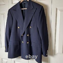 Vintage Polo Ralph Lauren USA Iconic Doeskin Blazer Navy Blue Double Breasted 40