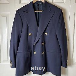 Vintage Polo Ralph Lauren USA Iconic Doeskin Blazer Navy Blue Double Breasted 40