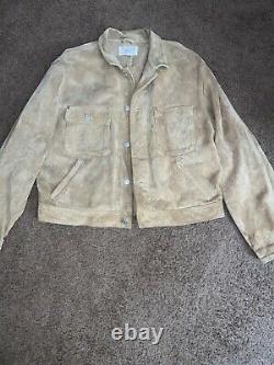 Vintage Polo Ralph Lauren Unlined Suede Leather Trucker Jacket Size XL