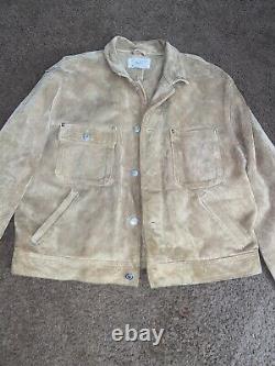 Vintage Polo Ralph Lauren Unlined Suede Leather Trucker Jacket Size XL