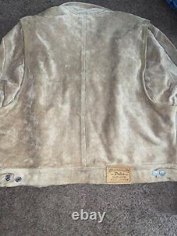 Vintage Polo Ralph Lauren Unlined Suede Leather Trucker Jacket Size XL