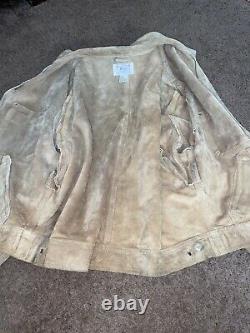 Vintage Polo Ralph Lauren Unlined Suede Leather Trucker Jacket Size XL