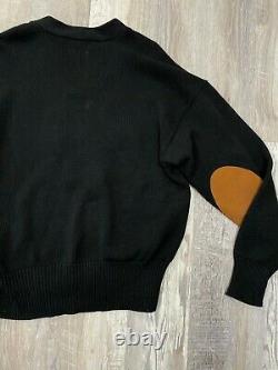 Vintage Polo Ralph Lauren Varsity Sweater Size XL P Tennis Cotton with Leather