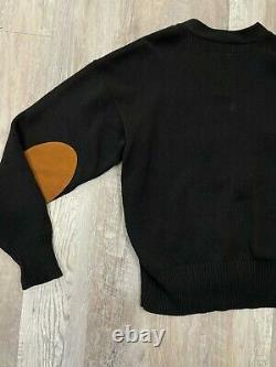 Vintage Polo Ralph Lauren Varsity Sweater Size XL P Tennis Cotton with Leather