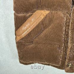 Vintage Polo Ralph Lauren Vest Mens Large Corduroy Down Puffer Leather Sportsman