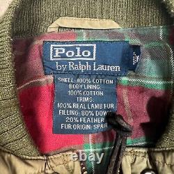 Vintage Polo Ralph Lauren Vest Mens Medium Quilted Down Feather Fishing Lamb Fur