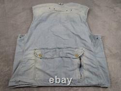 Vintage Polo Ralph Lauren Vest Mens XXL Blue Denim Utility Hunting Fishing Talon