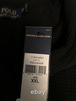 Vintage Polo Ralph Lauren Waffle Knit Cardigan 2XL XXL Blk 100% Cotton From 2012