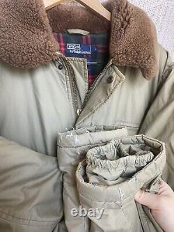 Vintage Polo Ralph Lauren Warm Down Parka Coat Heavy Fur