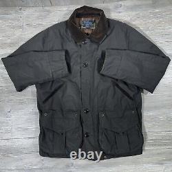 Vintage Polo Ralph Lauren Wax Jacket Mens XL Black Flannel Lined Hunting Chore