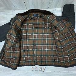 Vintage Polo Ralph Lauren Wax Jacket Mens XL Black Flannel Lined Hunting Chore