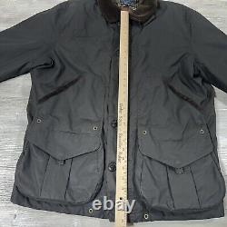 Vintage Polo Ralph Lauren Wax Jacket Mens XL Black Flannel Lined Hunting Chore