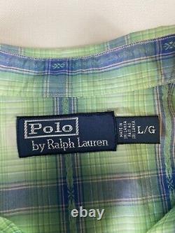 Vintage Polo Ralph Lauren Western Shirt Pearl Snap Plaid Cowboy Rodeo Mens Large