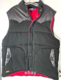 Vintage Polo Ralph Lauren Western Yoke Lambskin Down Puffer Vest Thermal XL