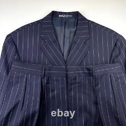Vintage Polo Ralph Lauren Wool Blue Label Navy Pinstripe 2 Piece Suit 42 L 34x32
