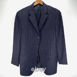 Vintage Polo Ralph Lauren Wool Blue Label Navy Pinstripe 2 Piece Suit 42 L 34x32