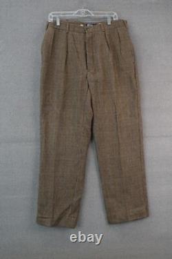 Vintage Polo Ralph Lauren Wool Brown Trouser Pants Men's Size 34X31 Made in USA