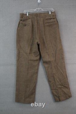Vintage Polo Ralph Lauren Wool Brown Trouser Pants Men's Size 34X31 Made in USA