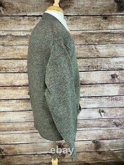 Vintage Polo Ralph Lauren Wool Cardigan Sweater Size L Gray Leather Buttons