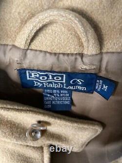Vintage Polo Ralph Lauren Wool Coat Jacket Size Medium Beige Racer Bomber
