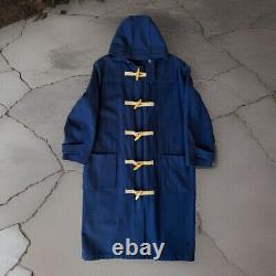 Vintage Polo Ralph Lauren Wool Duffle Coat Large Navy Long Trench RRL Outerwear