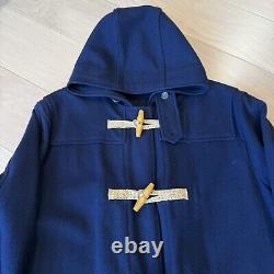 Vintage Polo Ralph Lauren Wool Duffle Coat Large Navy Long Trench RRL Outerwear
