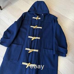 Vintage Polo Ralph Lauren Wool Duffle Coat Large Navy Long Trench RRL Outerwear