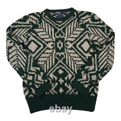 Vintage Polo Ralph Lauren Wool Handknit Aztec Sweater Mens Small