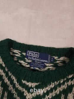 Vintage Polo Ralph Lauren Wool Handknit Aztec Sweater Mens Small