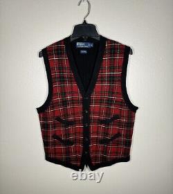 Vintage Polo Ralph Lauren Wool Holiday Tartan Plaid Vest Men's Size L (NWOT)