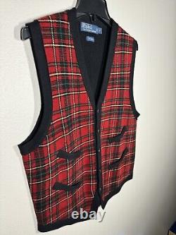 Vintage Polo Ralph Lauren Wool Holiday Tartan Plaid Vest Men's Size L (NWOT)