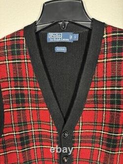Vintage Polo Ralph Lauren Wool Holiday Tartan Plaid Vest Men's Size L (NWOT)