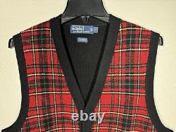 Vintage Polo Ralph Lauren Wool Holiday Tartan Plaid Vest Men's Size L (NWOT)