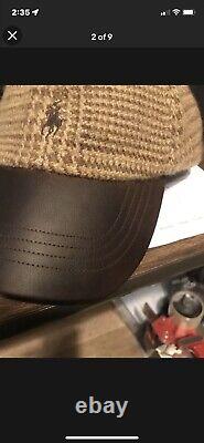 Vintage Polo Ralph Lauren Wool Huntsman Cap Hat Adjustable Tweed Houndstooth