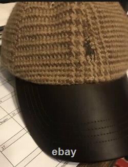 Vintage Polo Ralph Lauren Wool Huntsman Cap Hat Adjustable Tweed Houndstooth