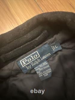 Vintage Polo Ralph Lauren Wool Jacket Coat Full Zip Up Men's Size Large Black