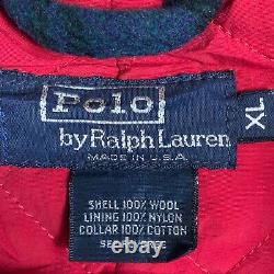 Vintage Polo Ralph Lauren Wool Jacket Size XL Button Up Made In Usa Plaid
