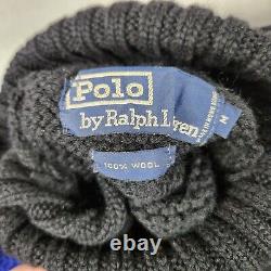 Vintage Polo Ralph Lauren Wool Knit Turtleneck Sweater Size Medium Black Flaw