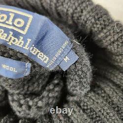 Vintage Polo Ralph Lauren Wool Knit Turtleneck Sweater Size Medium Black Flaw