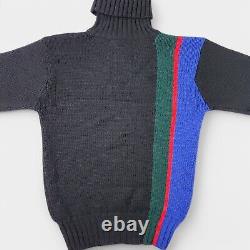 Vintage Polo Ralph Lauren Wool Knit Turtleneck Sweater Size Medium Black Flaw