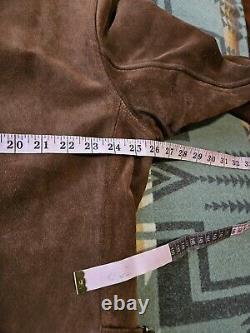Vintage Polo Ralph Lauren Wool Lined Suade Coat Xl Luxury RRL Cinched Belt Back