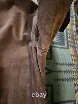 Vintage Polo Ralph Lauren Wool Lined Suade Coat Xl Luxury RRL Cinched Belt Back