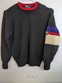 Vintage Polo Ralph Lauren Wool Stadium Sweater Uni Crest Colorblock Size XL